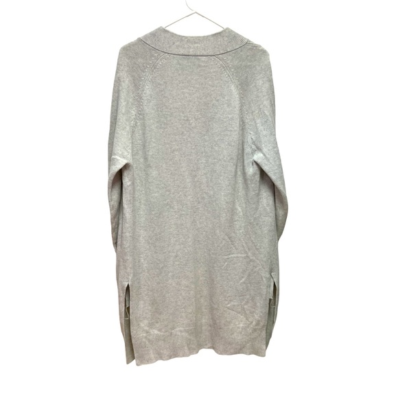 Autumn Cashmere 100% Cashmere open front duster cardigan front pockets oatmeal M - Picture 2 of 3